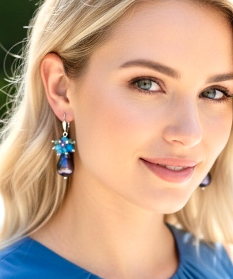 Baroque Peacock Pearl Cluster Earrings - Doolittle