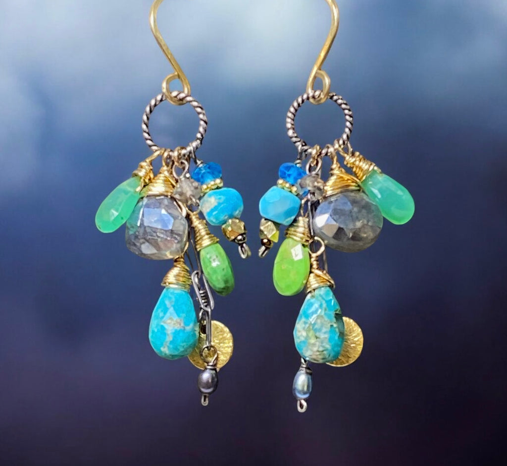 Turquoise Mixed Metal Dangle Earrings