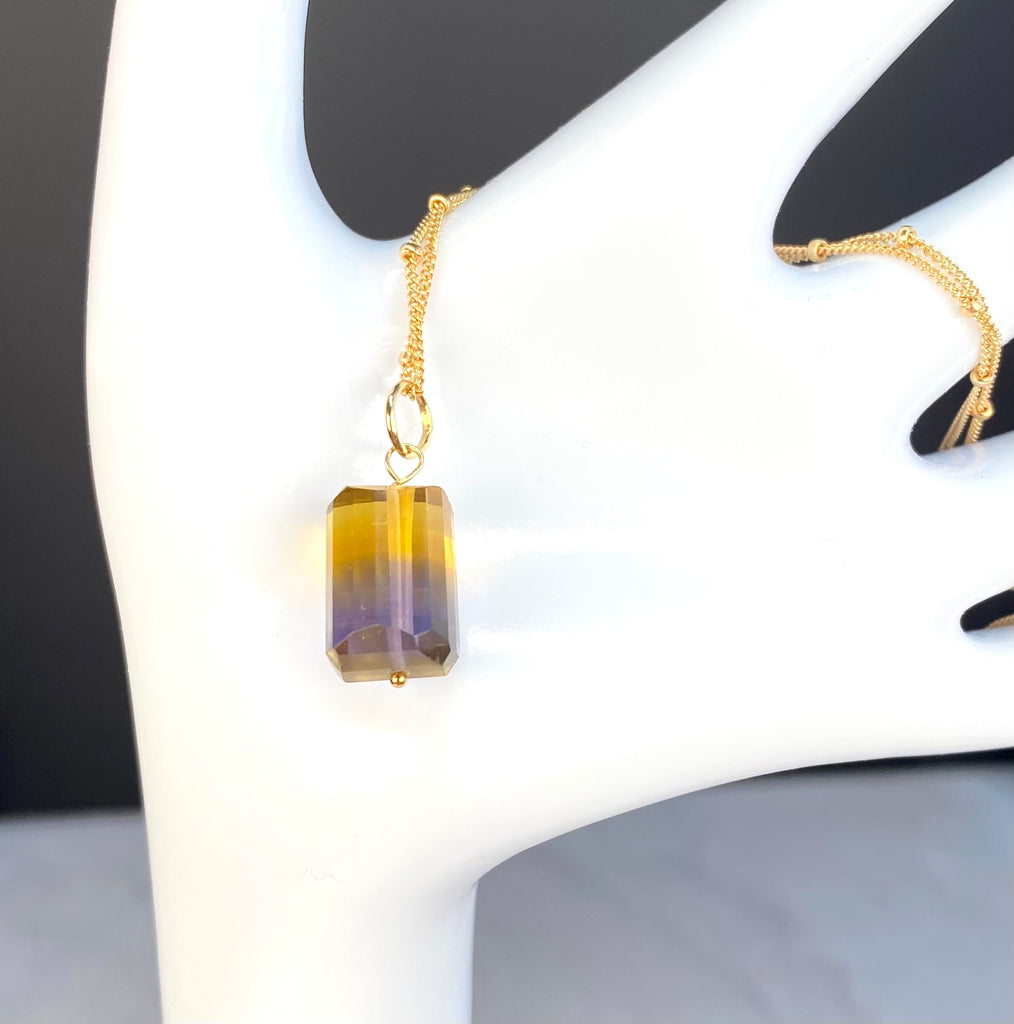 Ametrine Pendant Necklace on 14k Gold-Filled Satellite Chain
