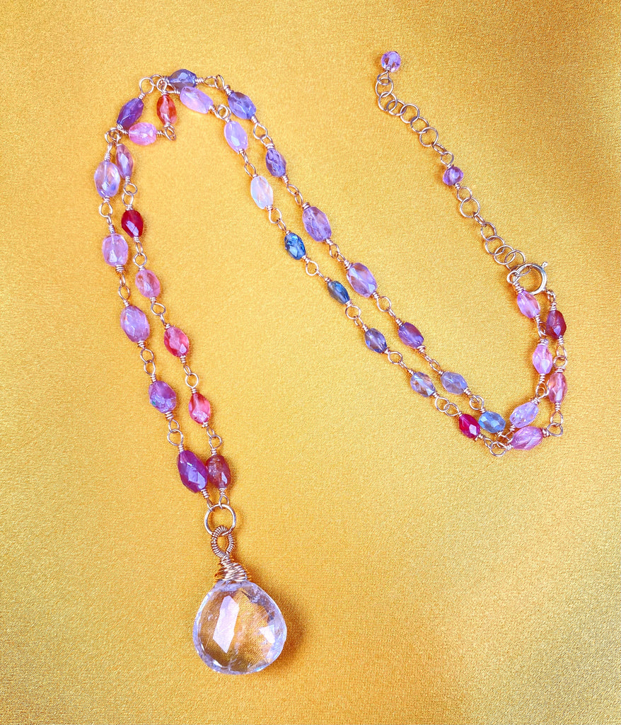 Pastel Spinel & Rutilated Quartz Heart Necklace in 14k Gold Fill - Doolittle