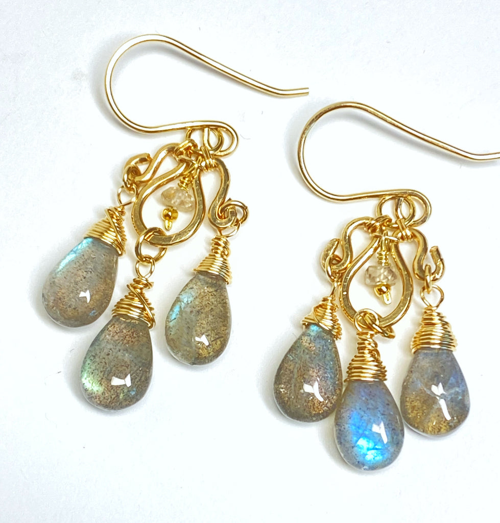 Labradorite 14 kt Gold Fill Chandelier Earrings