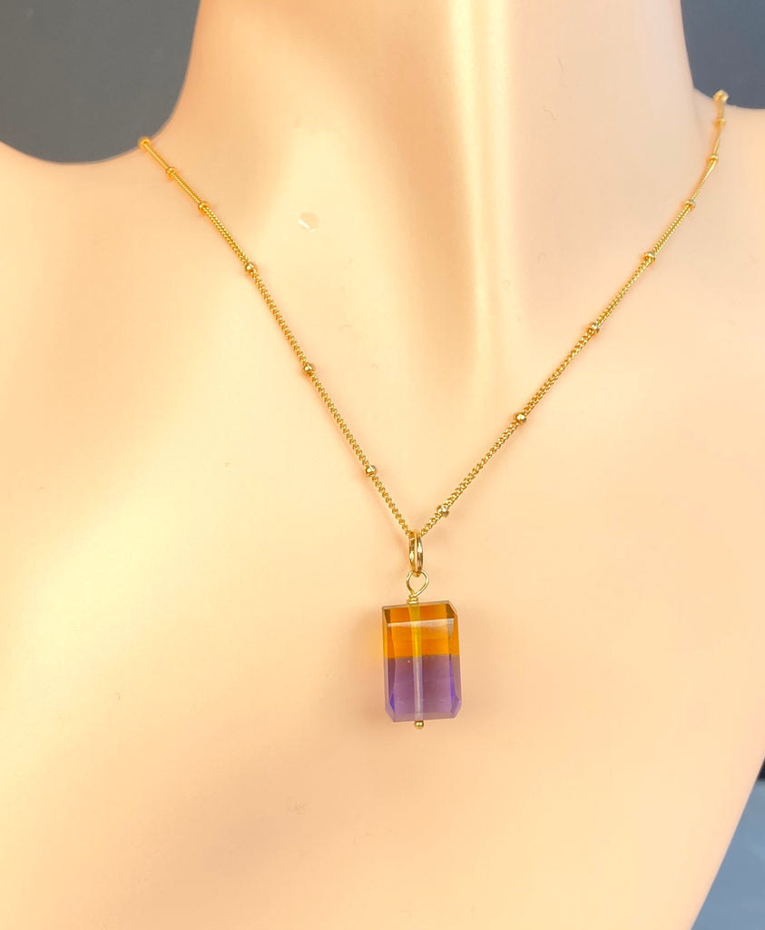 Ametrine Pendant Necklace on 14k Gold-Filled Satellite Chain