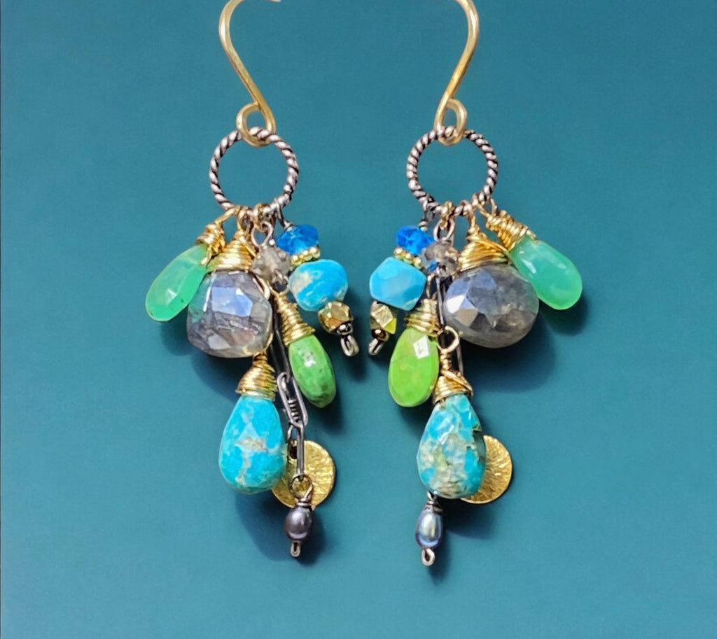 Turquoise Mixed Metal Dangle Earrings