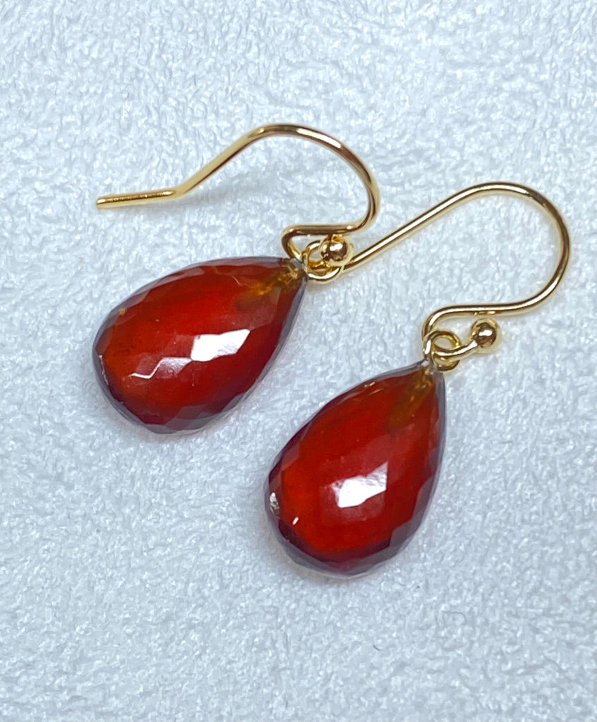 AAA Spessartine Garnet Faceted Pear Briolette Dangle Earrings 14k Gold Fill