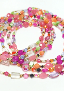 Summer Pink, Lavender Gemstone and Crystal Multi Strand Necklace
