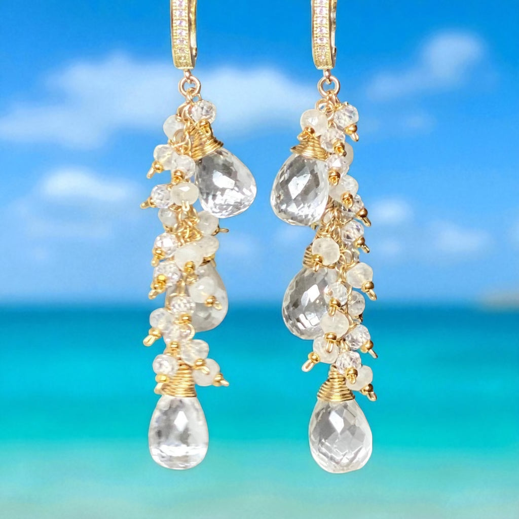 Crystal Quartz Bridal Wedding Earrings 14 kt Gold Fill
