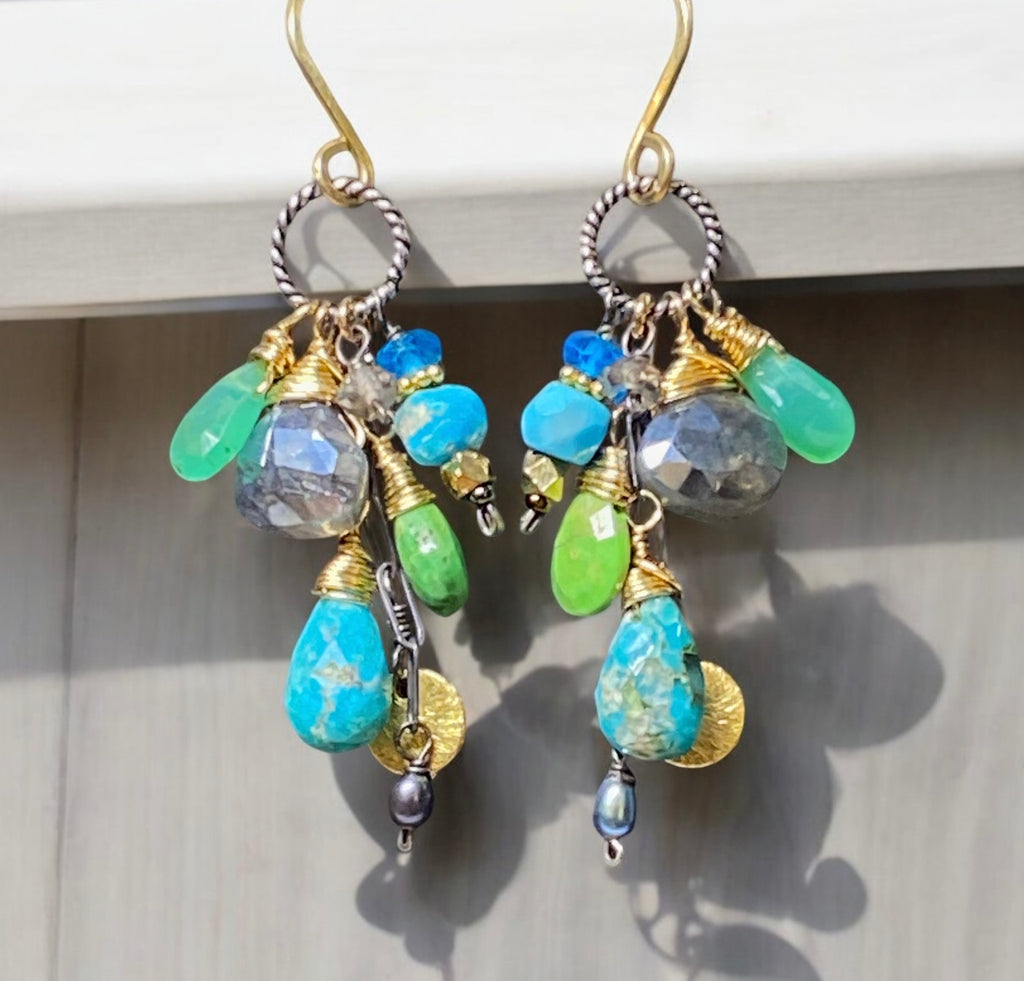 Turquoise Mixed Metal Dangle Earrings