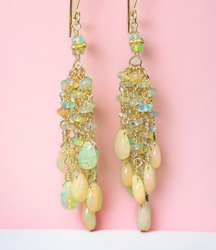 Ethiopian Opal Tassel Earrings