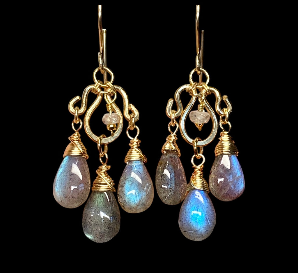 Labradorite 14 kt Gold Fill Chandelier Earrings