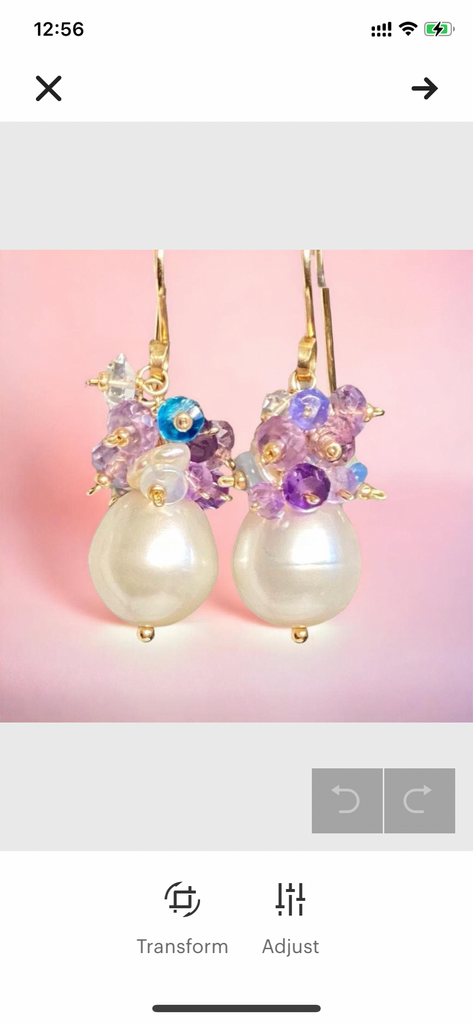 Gemstone Cluster Pearl Earrings Amethyst Tanzanite Gold