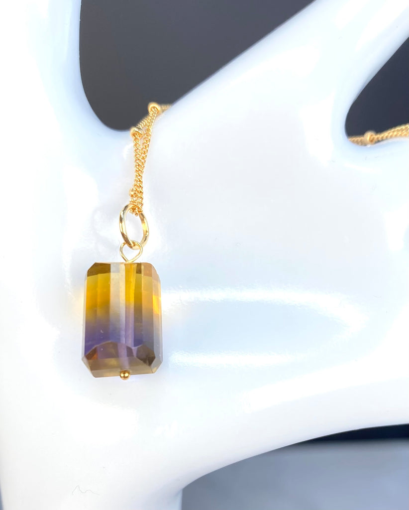 Ametrine Pendant Necklace on 14k Gold-Filled Satellite Chain