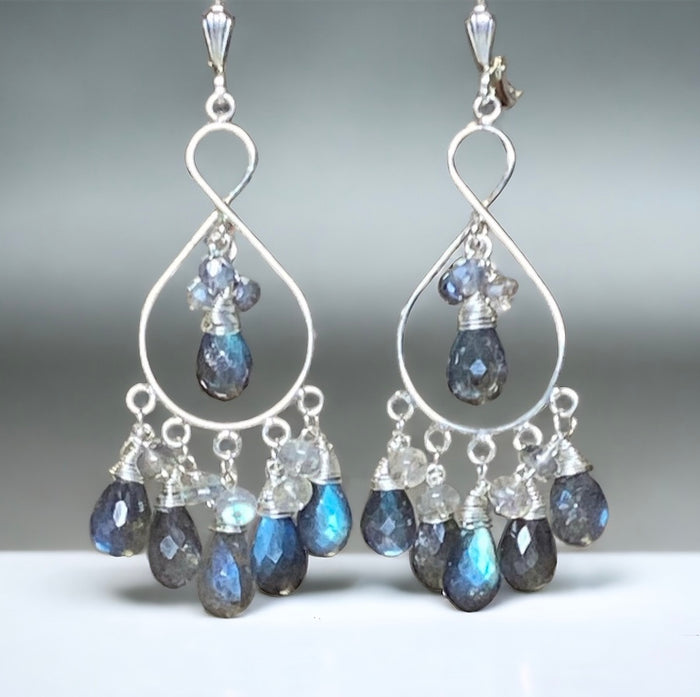 Sterling Silver Labradorite Chandelier Earrings - Doolittle