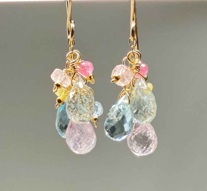 Aquamarine Dangle Earrings, Gold Fill, Rose Gold Fill, Sterling Silver