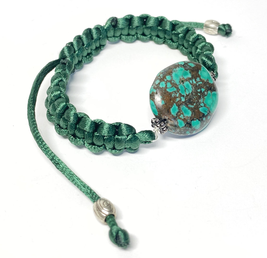 Green  Spider Web Turquoise Macrame Bracelet