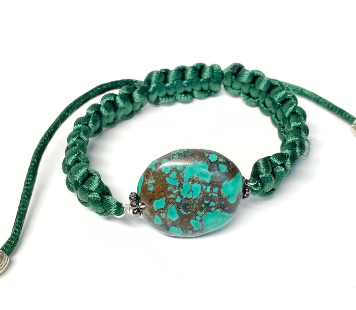 Green  Spider Web Turquoise Macrame Bracelet