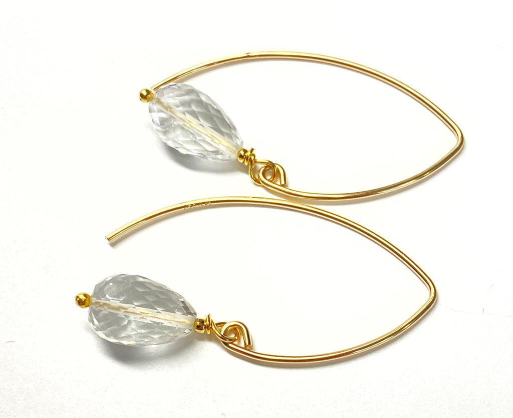Crystal Quartz Drop Dangle Earrings in Gold Fill
