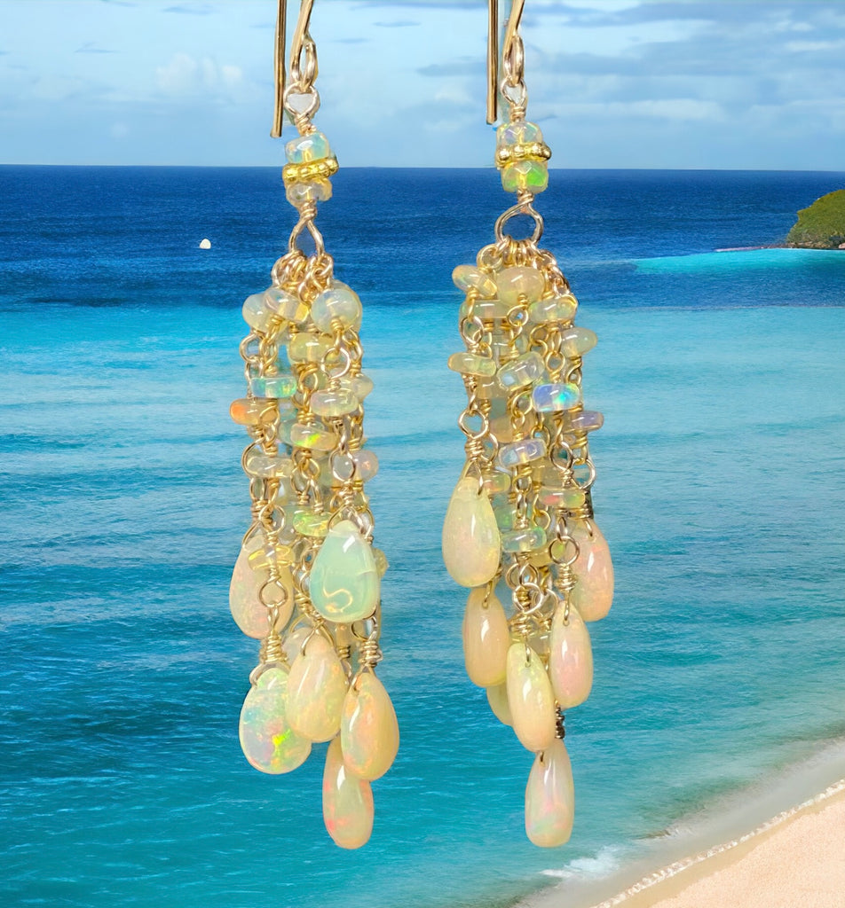 Ethiopian Opal Tassel Earrings