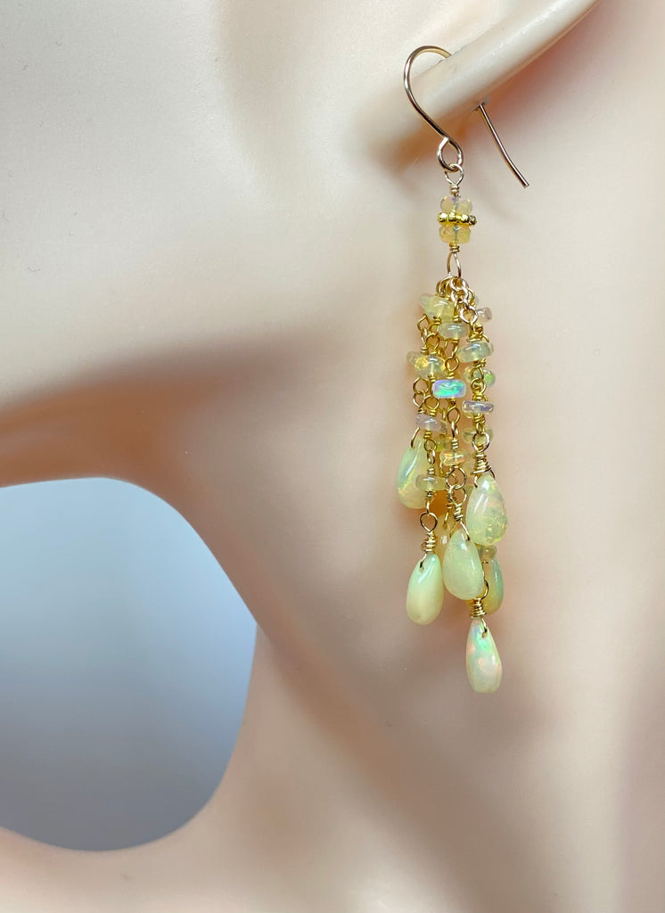 Ethiopian Opal Tassel Earrings