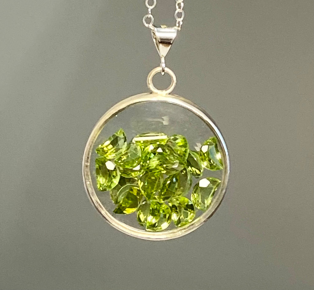 Peridot Shake Locket Sterling Silver Necklace