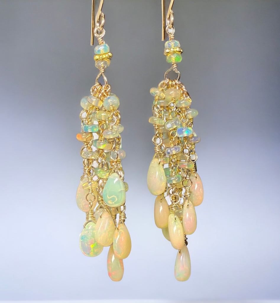 Ethiopian Opal Tassel Earrings