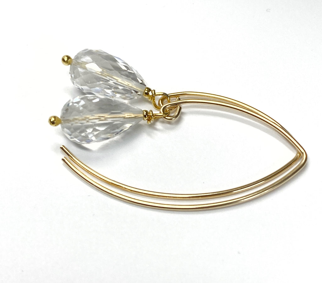Crystal Quartz Drop Dangle Earrings in Gold Fill