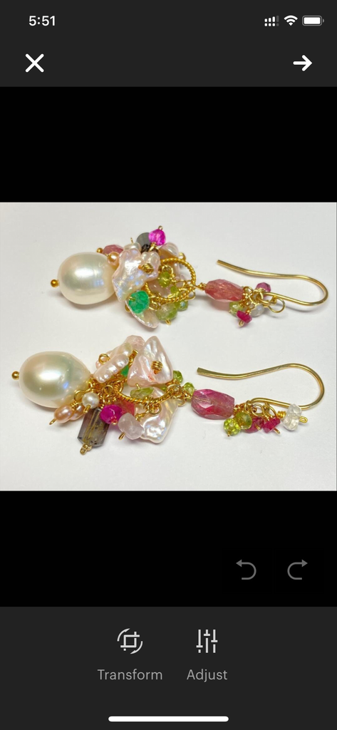 Pearl Cluster Cluster Earrings, Pink Green Tourmaline