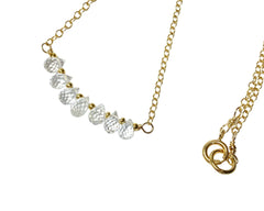 Dainty White Topaz, Tiny Gemstone, Bar Choker Necklace