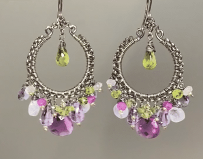 Multi Gemstone Chandelier Hoop Earrings - Blue Purple Violet