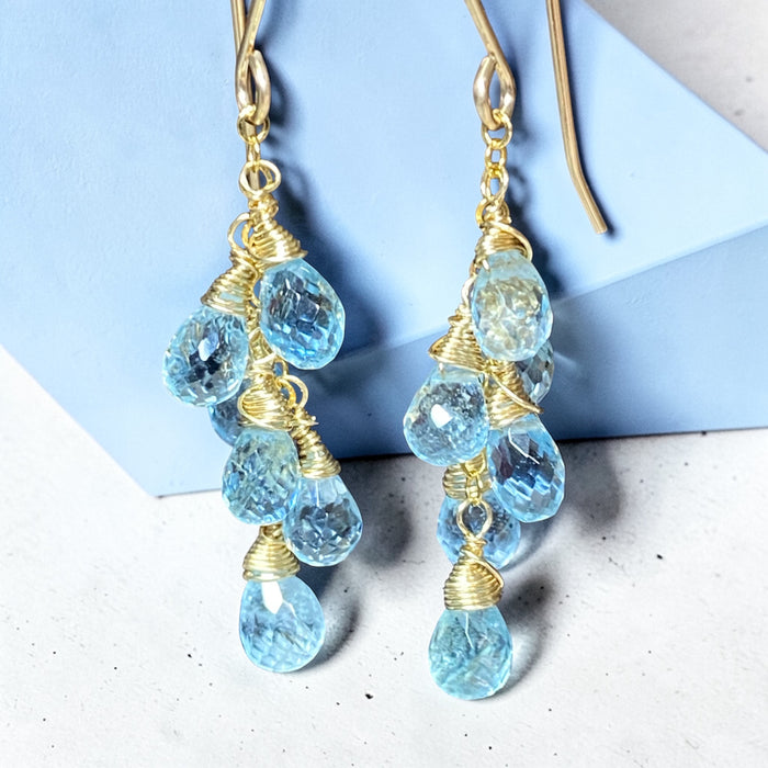Aquamarine Dangle Earrings, Gold Fill, or Sterling Silver