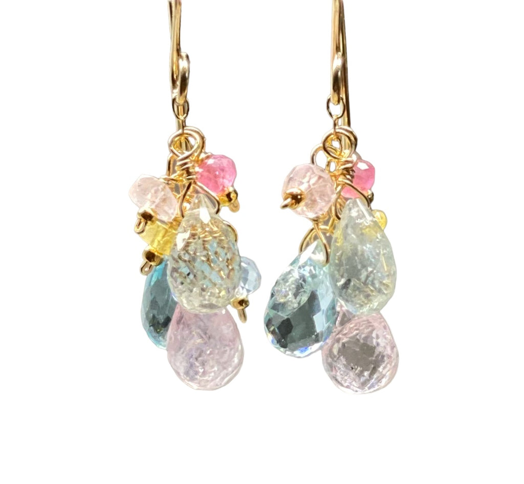 Aquamarine Dangle Earrings, Gold Fill, Rose Gold Fill, Sterling Silver