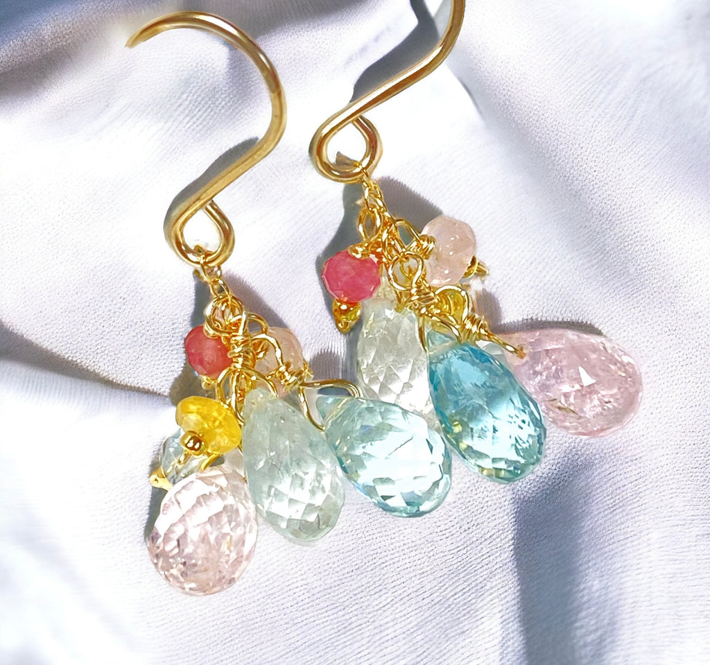 Aquamarine Dangle Earrings, Gold Fill, Rose Gold Fill, Sterling Silver