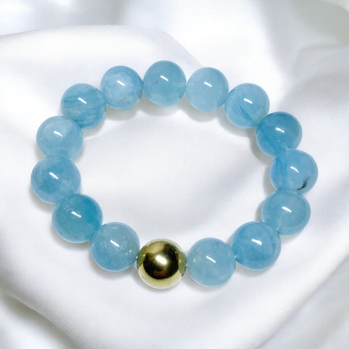 Blue Aquamarine Stretch Stacking Bracelet Gold