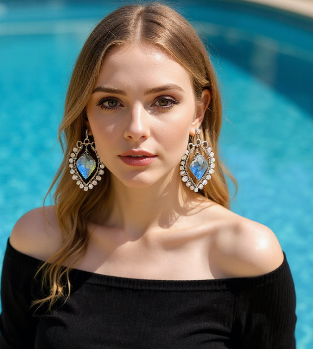 Blue Flash Labradorite Chandelier Earrings - Oxidized Sterling Silver Handmade - Doolittle