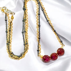 Garnet Necklace Dainty Red Garnet Choker Bar Necklace - Doolittle