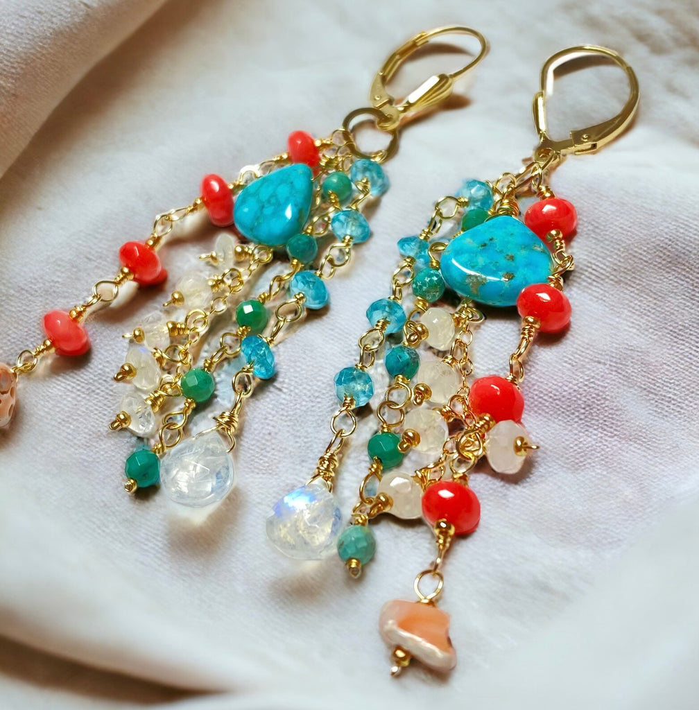 colorful boho handmade dangle earrings