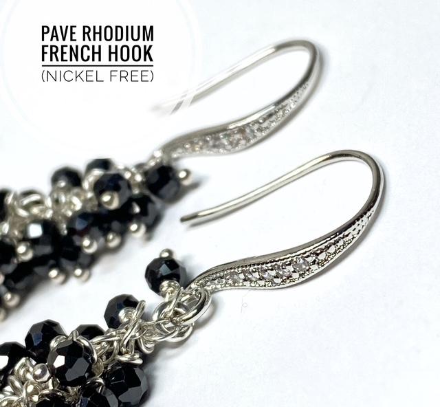 Black Cluster Earrings Sterling Silver Mystic Black Spinel
