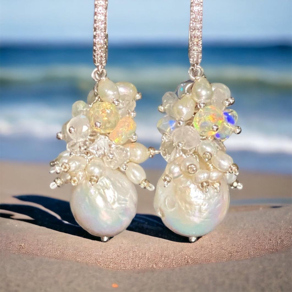 statement high luster Edison pearls with lavish clusters of pearls and opals and more
