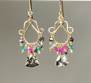 mystic topaz gold filled chandelier earrings