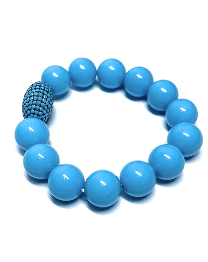 Pave Turquoise Beaded Stretch Stack Bracelet