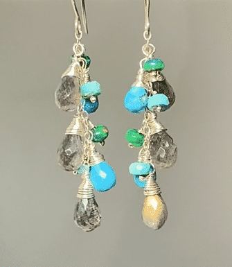 Turquoise, Labradorite and Sterling Silver Dangle Earrings - Doolittle