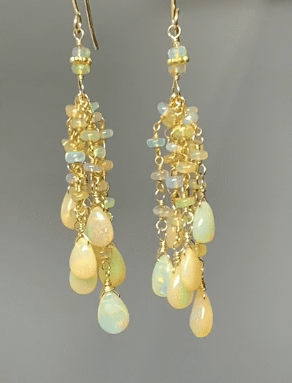 Ethiopian Opal Tassel Earrings