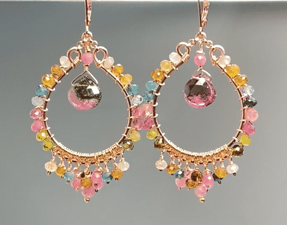 Tourmaline Rose Gold Hoop Chandelier Earrings