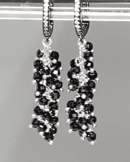 mystic black spinel cluster earrings