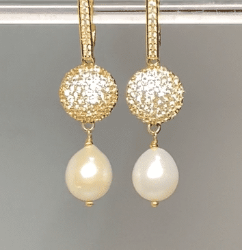Ivory Pearl Diamond Look Earring Pave White Topaz - Doolittle