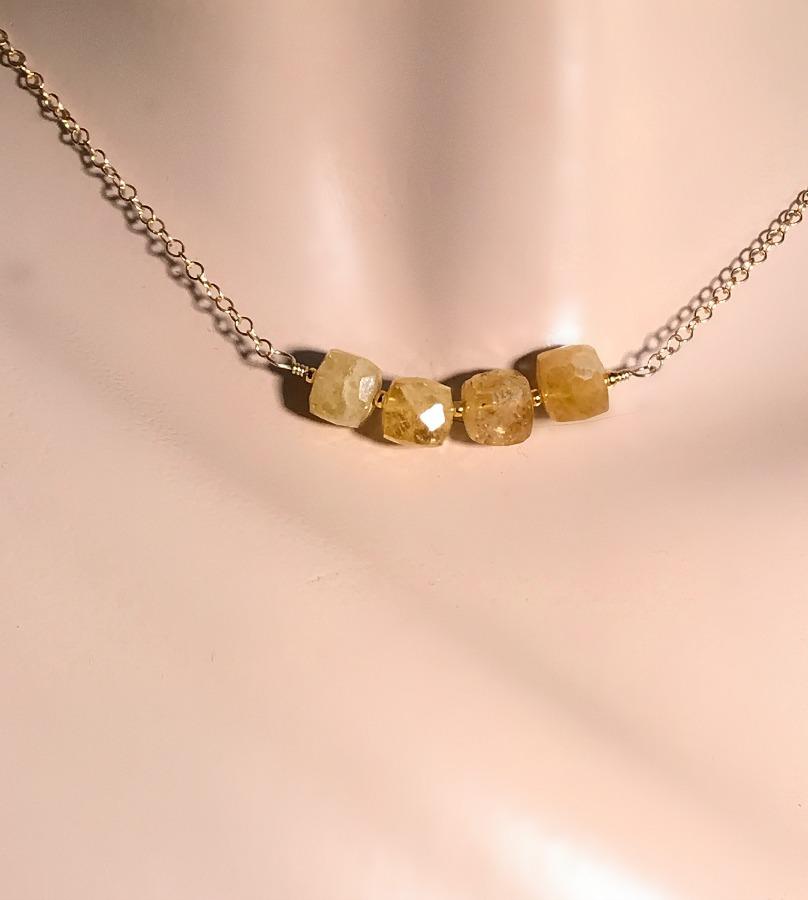 Gemstone Cube Bead Gold Filled Necklace - doolittlejewelry