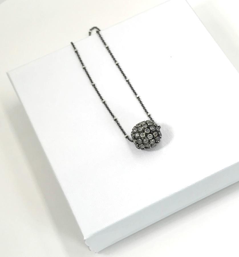 Diamond Slice and Oxidized Silver Pendant Necklace - doolittlejewelry
