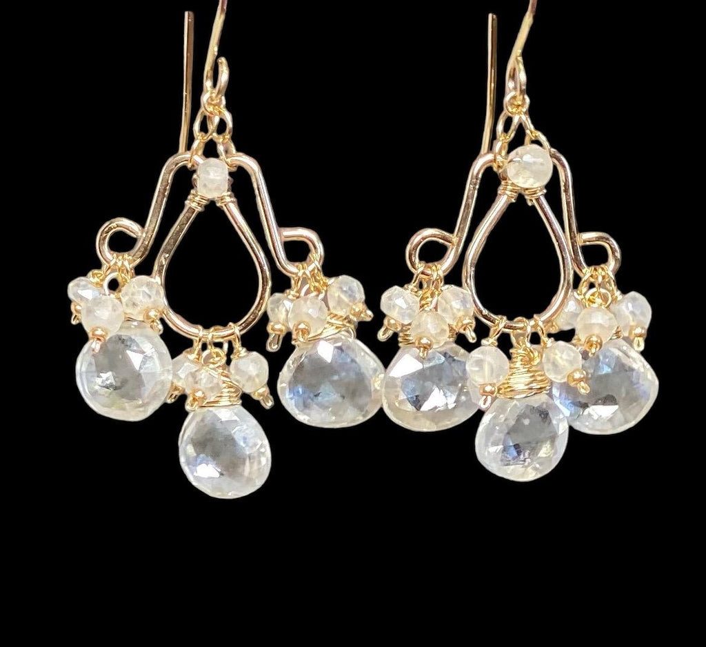 Mystic Crystal Quartz Chandelier Earrings Gold Fill