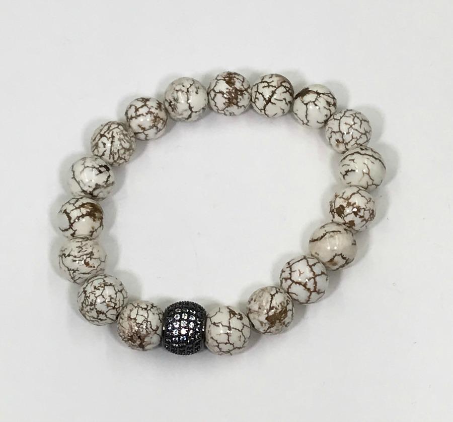 Oxidized Silver Pave Stretch Beaded Bracelets - doolittlejewelry