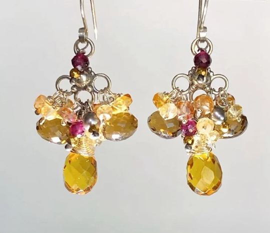 Citrine Chandelier Earrings, Sterling Silver