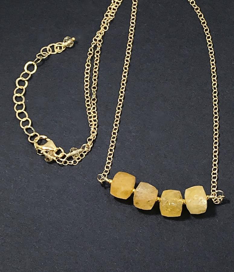 Gemstone Cube Bead Gold Filled Necklace - doolittlejewelry